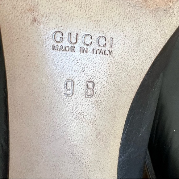 GUCCI Horseshoe Logo Black Leather Pumps US9 - Picture 12 of 15